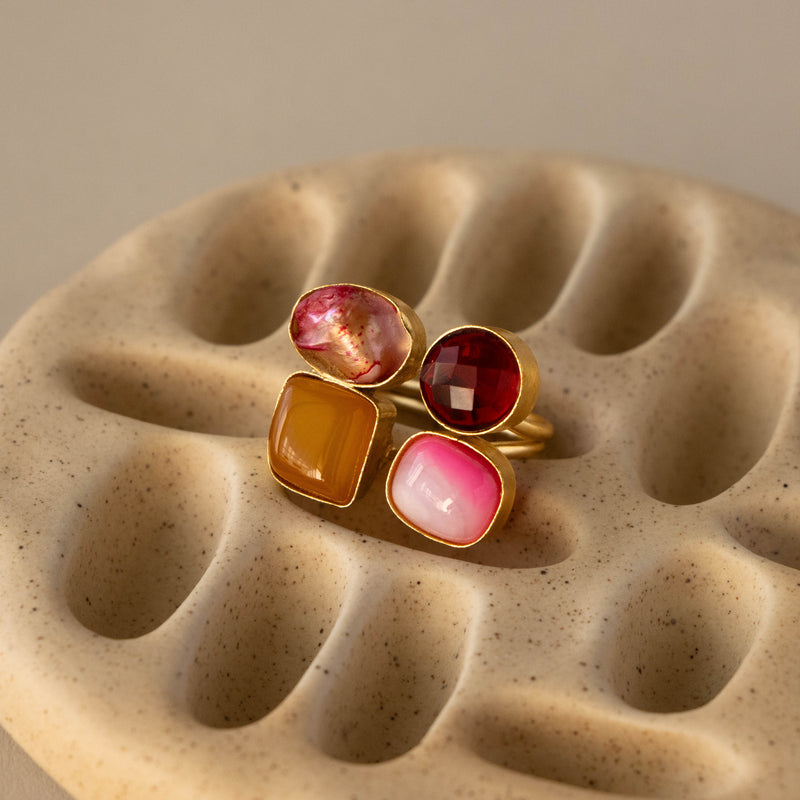 Pink Sunset Gemstone Statement Ring